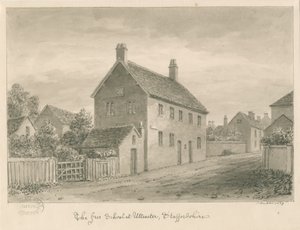 Uttoxeter Town - Free School: sepiatvättteckning av John Buckler
