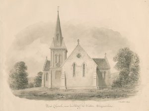 Walton-on-the-Hill Church: sepiateckning, 1842 av John Buckler