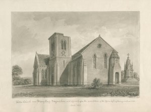 Walton-on-the-Hill Church: sepiatvättteckning, 1844 av John Buckler