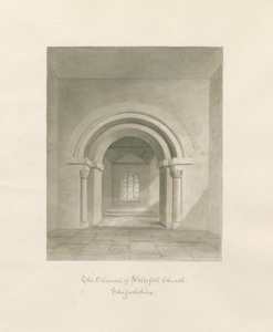 Vattenfallskyrkan - Kanslets inre: sepiateckning, 1847 av John Buckler