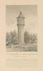 Westmorland - Brougham Castle - Countess Pillar: sepiateckning, 1800 av John Buckler
