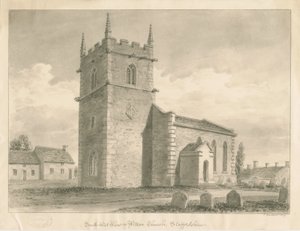 Wetton Church: sepiateckning, 1839 av John Buckler