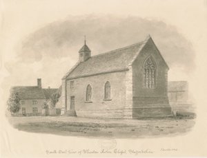 Wheaton Aston Chapel: sepiatvättteckning av John Buckler