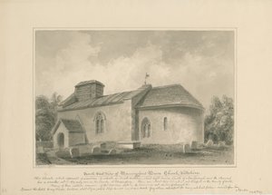 Wiltshire - Manningford Bruce Church: sepiateckning, 1806 av John Buckler