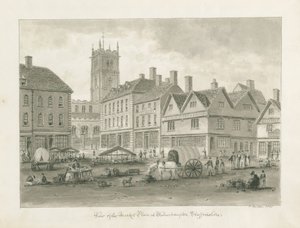 Wolverhampton - Market Place: sepiateckning av John Buckler