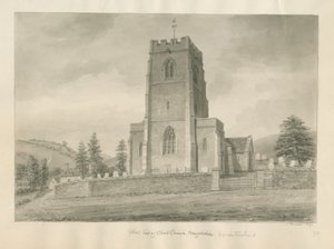 Worcestershire - Clent Church: sepiateckning av John Buckler