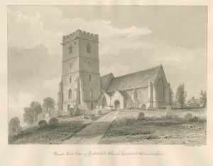 Worcestershire - Droitwich - Dodderhill Church: sepiateckning av John Buckler