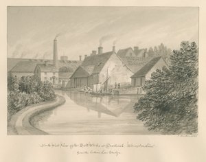 Worcestershire - Droitwich - Saltverk: sepiateckning, 1833 av John Buckler