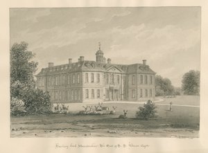 Worcestershire - Hanbury Hall: sepiateckning, 1833 av John Buckler