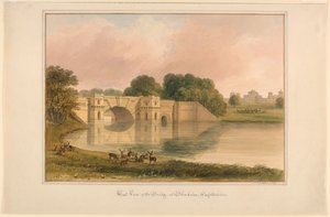 Väster utsikt över bron vid Blenheim, Oxfordshire av John Buckler, F.S.A.