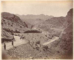 Landi Kotal Pass som visar väg gjord av drottningens egna Madras Sappers and Miners, 1878 ca.