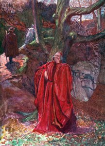 Kristen och hoppfull lämnar ateist skrattande (färglitografi) av John Byam Liston Shaw