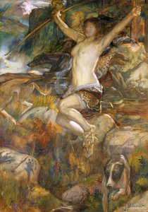 Diana of the Hunt, 1901 (wc på papper) av John Byam Liston Shaw