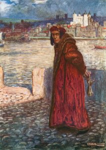 "Dyk tankar ner till min själ! Här kommer Clarence". Richard III - Akt I, Scen 1 (färglitografi) av John Byam Liston Shaw