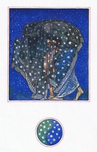 Reverie: Zamur-u-Din: I tusen år har natten med tusen himmel fört män hit, illustration från Kamas trädgård (och andra texter från Indien), 1920