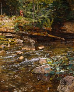 The Kelpie and the Highlander (krita och kroppsfärg på papper) av John Byam Liston Shaw