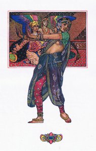 The Temple Dancing Girl, illustration från The Garden of Kama (och andra texter från Indien), 1920 av John Byam Liston Shaw