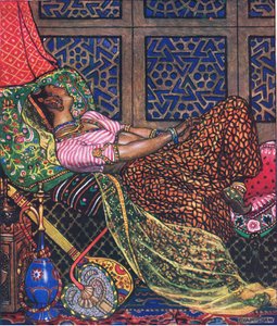 Zira i fångenskap, illustration från The Garden of Kama (och andra texter från Indien), 1920 av John Byam Liston Shaw