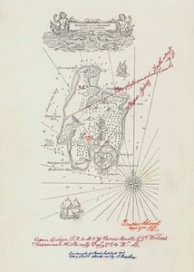Karta för Treasure Island (färg litho)