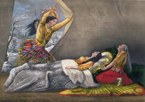 The Death of Minnehaha, graverad och pub. av Currier och Ives, 1867