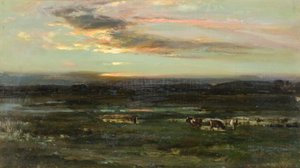 Sunset, Badendoch (olja ombord) av John Campbell Mitchell