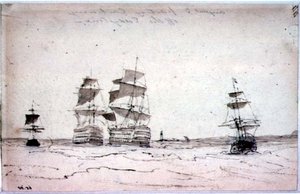 Parting Company off the Eddystone, (ritning) av John Carpenter
