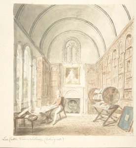 Lea Castle, Utsikt i biblioteket, Looking East, ca. 1816.
