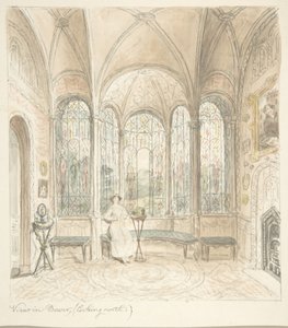 Lea Castle, Worcestershire, View i Bower, ser norrut, ca. 1816.