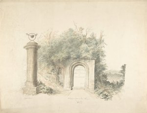 Titelsida till en grupp av planer, höjder och natursköna interiörer av Lea Castle, Worcestershire..., 18