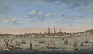 En östperspektivvy av Philadelphia, 1778 av John Carwitham