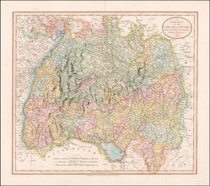 1799 års karta över Swabia av John Cary