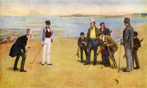 The Stymie, en foursome som spelar golf på North Berwick av John Charles (after) Dollman