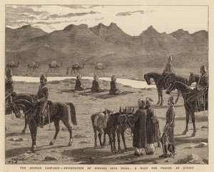 Den afghanska kampanjen, deportering av sirdarer till Indien, ett stopp för bön vid solnedgången