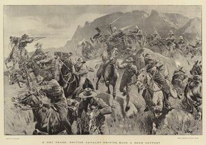 En Hot Chase, brittiskt kavalleri som kör tillbaka en Boer Outpost