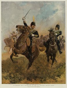 En officer och en trumpetare av de 20:e husarerna, granskningsorder (chromolitho)
