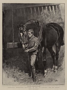 Kamrater, Trumpeter Shurlock, från 5th Lancers, och hans häst.