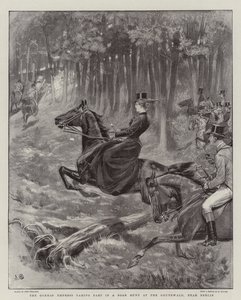 Den tyska kejsarinnan deltar i en galtjakt i Grunewald, nära Berlin