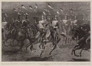 Militärturneringen i Agricultural Hall, A Double Double Musical Ride av 17th Lancers, hertigen av Cambridges egen av John Charlton