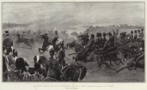 Granskningen inför Shah i Woolwich, Royal Horse Artillery passerar i galopp.
