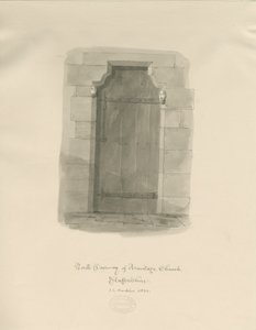 Armitage Church - North Doorway: sepiateckning av John Chessell Buckler
