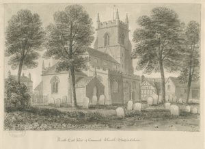 Cannock Church: sepiateckning av John Chessell Buckler