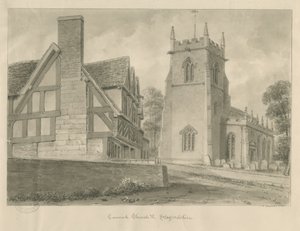 Cannock Church: sepiateckning, 1841 av John Chessell Buckler