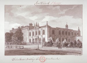 Kapell tillhörande Philanthropic Society Institution, London Road, Southwark, London, 1827 av John Chessell Buckler