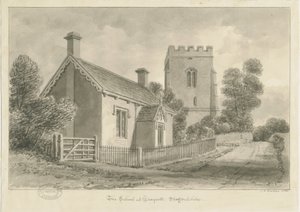 Draycott in the Moors - Skola: sepiateckning, 1841 av John Chessell Buckler