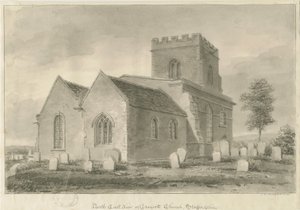 Draycott in the Moors Church: sepiateckning, 1841 av John Chessell Buckler