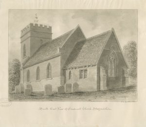 Fradswell Church: sepiateckning av John Chessell Buckler
