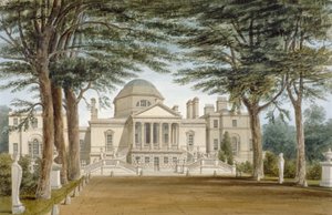 Framifrån av Chiswick House, Chiswick, Hounslow, London, 1822