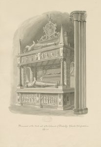 Penkridge Church - "Double-Deck" grav av Sir Edward Littletons: sepiateckning av John Chessell Buckler