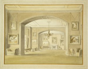 Bildgalleri i Tabley House, 1809 (wc över penna på papper)