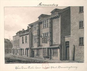 Three Tuns Public House i Jacob Street, Bermondsey av John Chessell Buckler